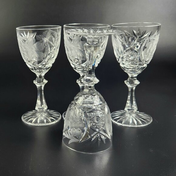 Vintage Stunning Cut-Crystal Wine Glasses - Resemble Nachtmann Traube - Set of 4 - Picture 4 of 9